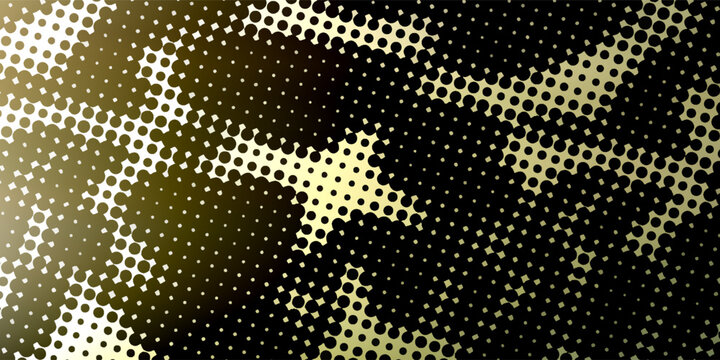 Abstract Halftone Snake Skin Pattern with Olive Green and Gold Gradient Background. Vector Illustration