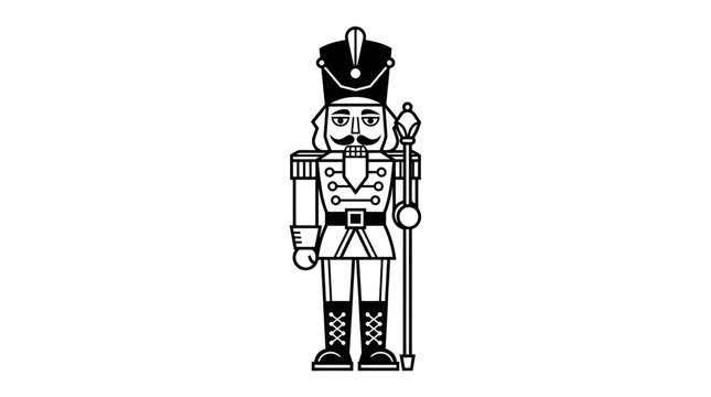 Christmas nutcracker outline drawing for coloring activity.