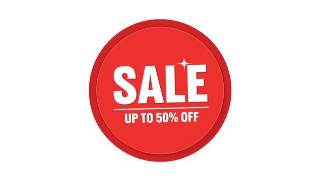 Red Sale Up To 50 Percent Off Circle Badge.