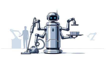 Fototapeta premium Robot with cleaning tools.
