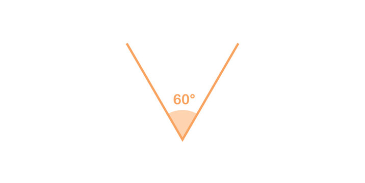 Acute Angle. 60 Degree Symbol in Mathematics.
