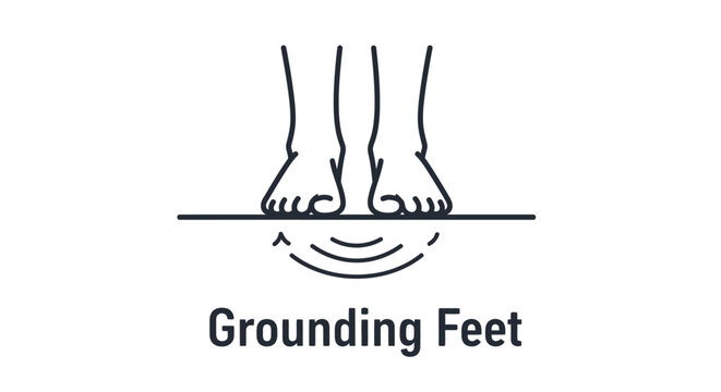 Icon of human feet standing on ground representing grounding and mindfulness practice.