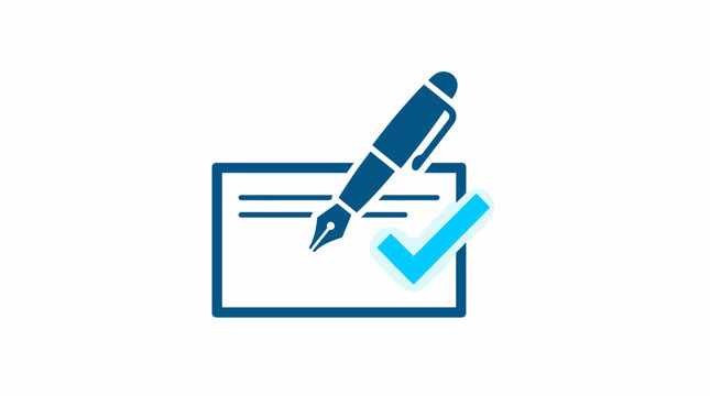 Handwritten Signature on Document with Check Mark Icon