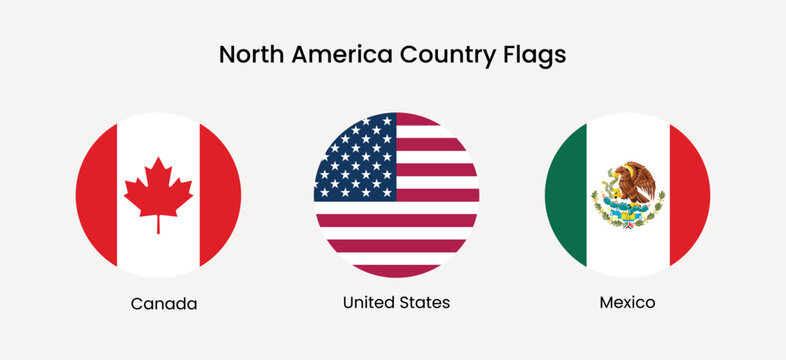 North America flags collection vector elements