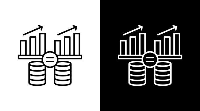 Growth Comparison Outline White Icon Set Design