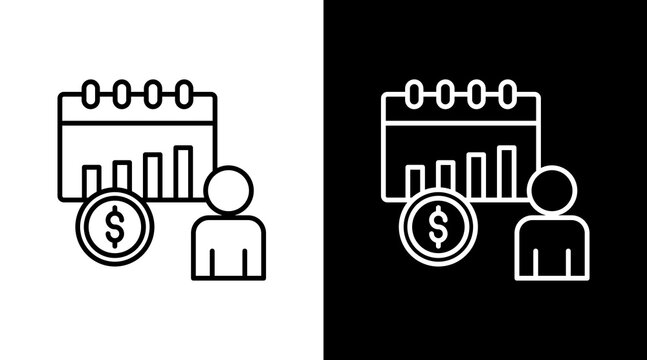 Income Per Capita Outline White Icon Set Design