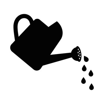 Watering can vector illustration icon with metal tool handle equipment symbol design