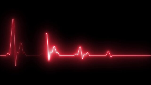 ECG heartbeat monitor green line animation video, Heartbeat monitor EKG line monitor showing heart pulse,
Neon ecg line animation video on black background. Abstract heartbeat and pulse rate.