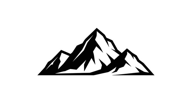 Black and white mountain range peaks.