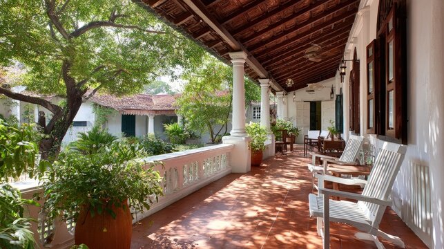 Colonial veranda with garden view