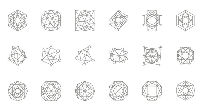 Geometric shapes and abstract designs.