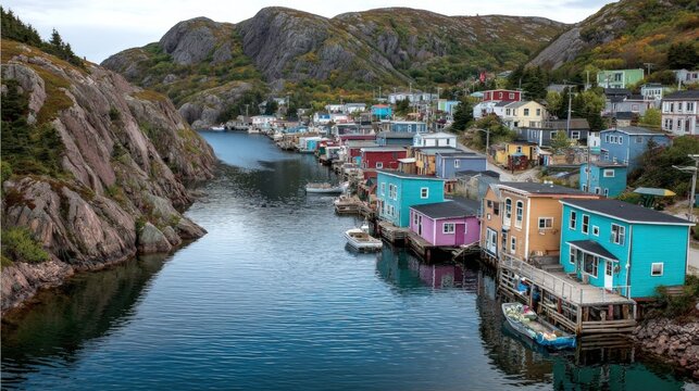 Colorful coastal town Newfoundland Canada