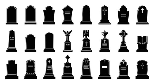 Collection of various tombstone designs.
