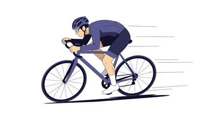 Fototapeta premium Cyclist riding a bicycle quickly outdoors.
