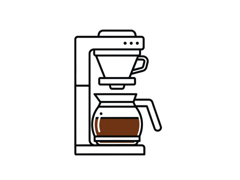 Modern Coffee Maker with Carafe and Filter Basket.