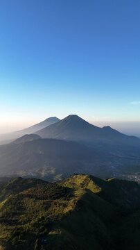 Vertical aerial footage of Mount Prau, Wonosobo.