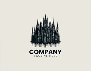 Fototapeta premium Dark gothic castle silhouette black vector illustration