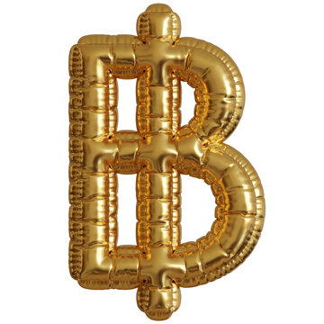 Gold Thai Baht Symbol Inflation Balloon
