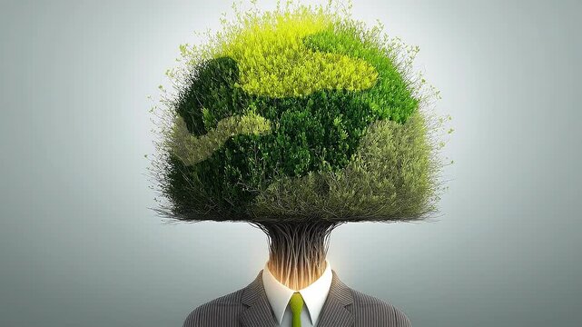 Seamless loop green leadership transformation animation, sustainable corporate identity concept.