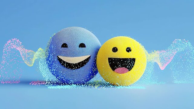 Seamless loop emoji feedback exchange animation, user satisfaction concept for digital platforms.