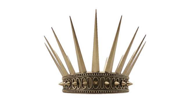 Minimal black silhouette icon, simple flat vector, bold black shape, no, no shading golden spiked crown on a, flat icon style