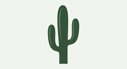 Obraz premium Minimalist Illustration of a Green Cactus Plant Against a White Background, Desert Theme