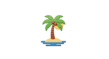 Obraz premium Minimalist representation of a tropical island paradise with a single palm tree design