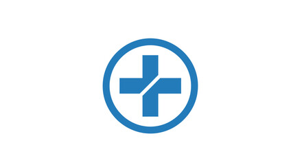 Fototapeta premium A simple blue medical cross icon isolated on a clean white background