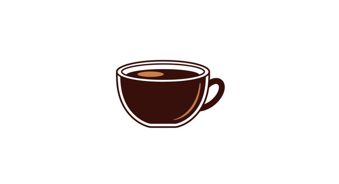 Minimalist Illustration of a Coffee Cup with a Brown Fill on a White Background