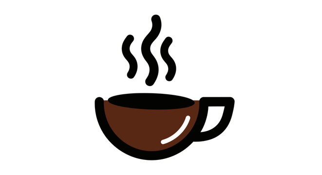 Minimalist Illustration of a Steaming Cup of Coffee or Hot Beverage on White Background