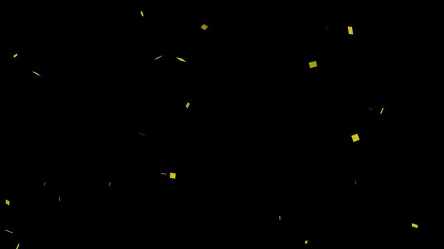 sparkling magic gold confetti explode light on black background.
Gold confetti falling with glittering gold particles, Golden confetti blast celebration animation on black background.