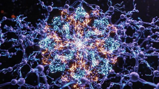 Abstract Digital Neural Network Galaxy, Cosmic Star Fractal Structure