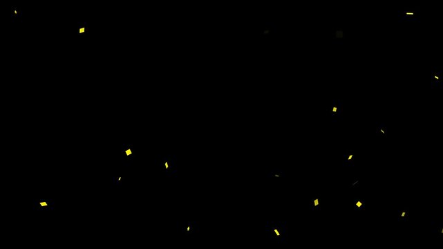 sparkling magic gold confetti explode light on black background.
Gold confetti falling with glittering gold particles, Golden confetti blast celebration animation on black background.
