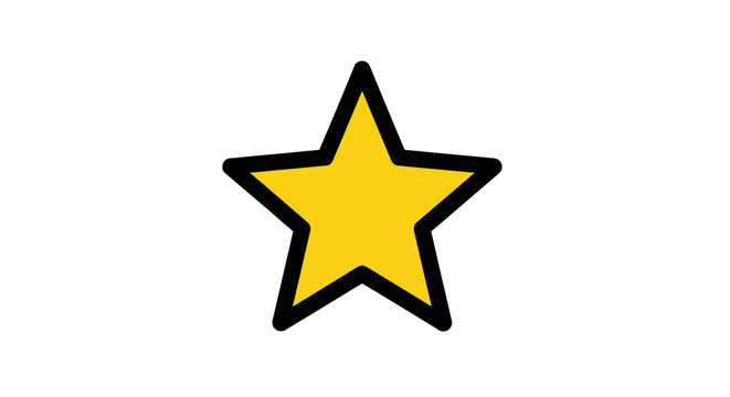 A simple yellow star shape with a thick black outline on a white background