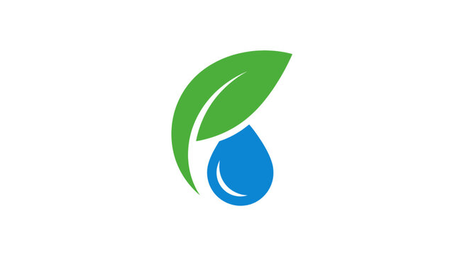 Minimalist representation of nature's purity: a leaf and water droplet, concept of freshness