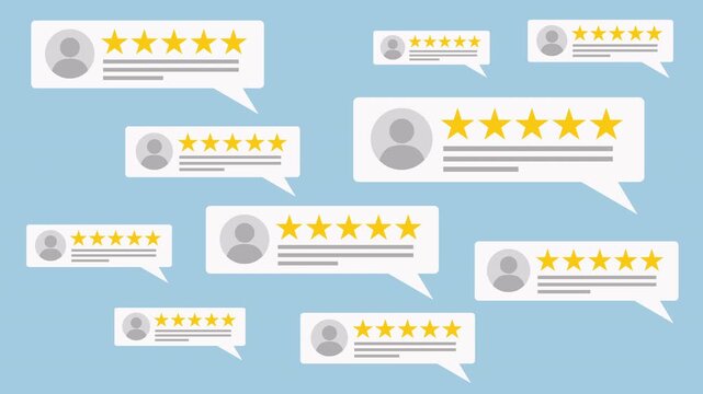 Customer Reviews with five star comments and reviews 2d Animation with Alpha Matte