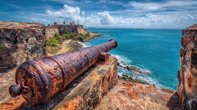Historic fort cannon ocean view