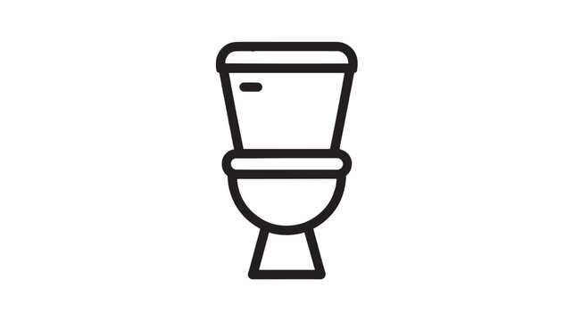Minimalist toilet line icon vector, modern bathroom plumbing fixture illustration, black and white ceramic commode symbol for signage and wayfinding