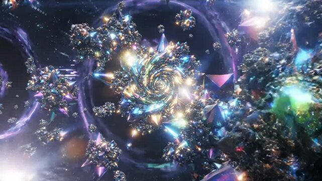 Abstract Cosmic Swirl of Geometric Structures and Lights