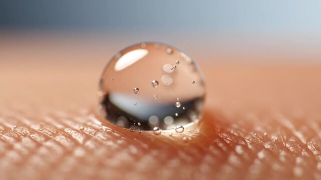 Water droplet on skin closeup.