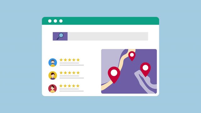 Find Local Business on Online Map, Local SEO For Small businesses, Regional Search Engine 2d animation with alpha matte