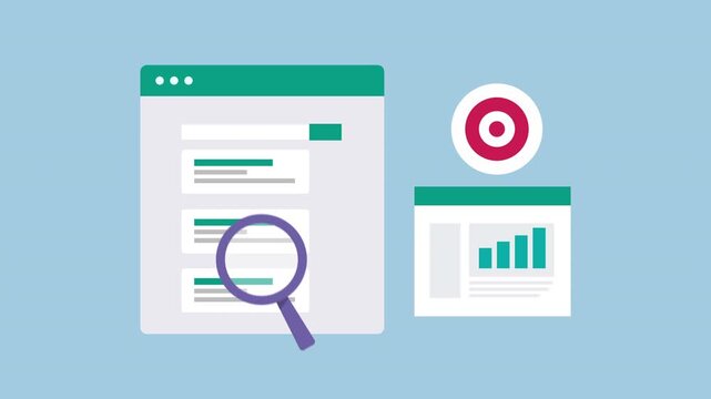 Search engine driving traffic to the website, Search engine ranking monitoring, Website SEO analysis 2d animation with alpha matte