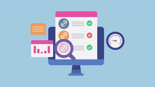 Link analysis tool, Link checker, Spam link removal tool for website SEO 2d Animation with Alpha Matte