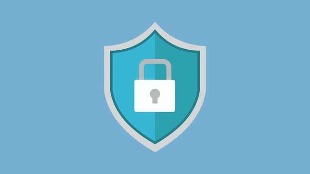 Shield with padlock cyber security 2d Animation with Alpha Matte