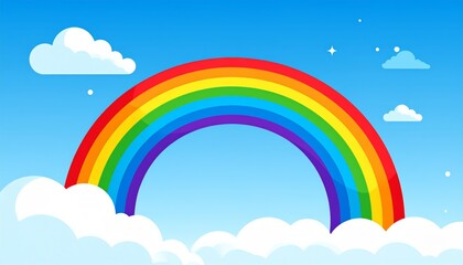 Fototapeta premium Vibrant rainbow in a clear blue sky.