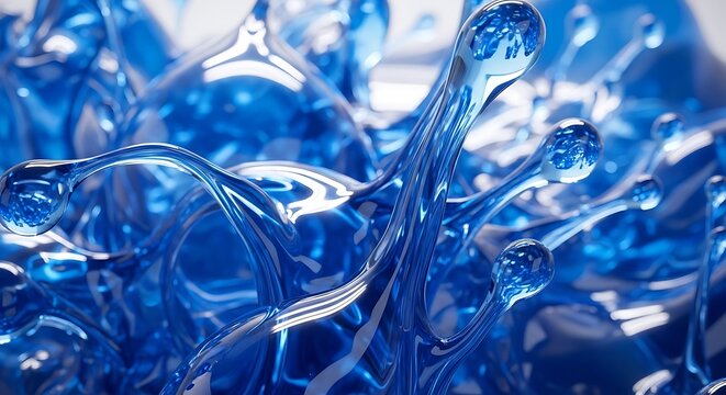 Close-up of clear blue liquid splashing.