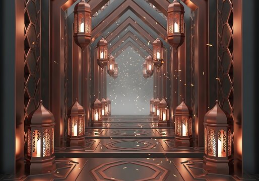 Grand gothic cathedral interior with warm lighting