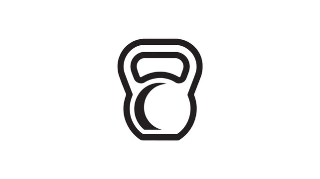 Kettlebell icon vector for fitness and gym branding, black minimalist weight lifting symbol, strength training equipment graphic for workout apps