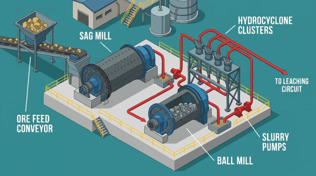Detailed diagram of mining processing equipment.