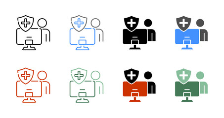 Fototapeta premium Virtual Doctor Consultation Icon Vector Illustration Editable